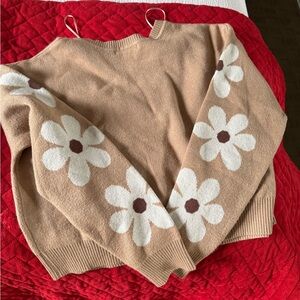 Floral Tan Sweater